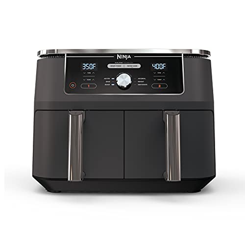 Ninja Foodi 6-in-1 8-qt. (7.6L) 2-Basket Air Fryer, Match Cook & Smart Finish to Roast, Broil, Dehydrate & More for Quick, Easy Meals, Slate Grey (DZ201C) Canadian Version