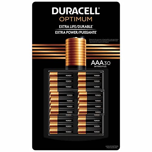 Duracell Optimum AAA Batteries | Long Lasting Power AAA Battery | Extra Life & Power Ideal for Household and Office Devices | Resealable Package for Storage, 30 Count (Pack of 1)