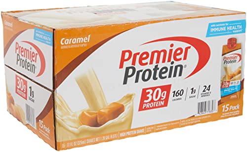 Premier Protein Premier Caramel High Protein Shake (15 X 11 Fl Oz)Total Net Wt (165 Fl Oz), 165 Fluid_Ounces, 325 ml (Pack of 15)