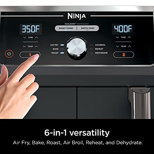  Ninja Foodi 6-in-1 8-qt. (7.6L) 2-Basket Air Fryer DualZone  Technology, Match Cook & Smart Finish to Roast, Broil, Dehydrate & More for  Quick, Easy Meals, Slate Grey (DZ201C) Canadian Version 