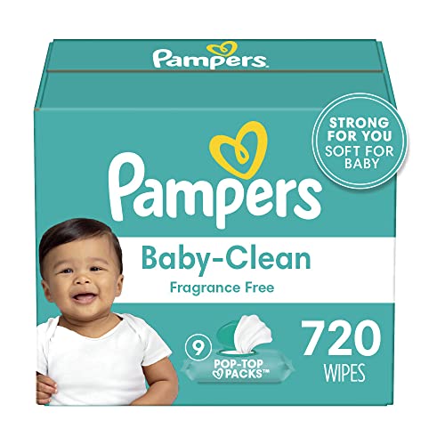 Pampers Baby Wet Wipes, Complete Clean Fragrance Free 9X Pop-Top, Hypoallergenic and Dermatologist-Tested, 720 Count (Packaging May Vary)