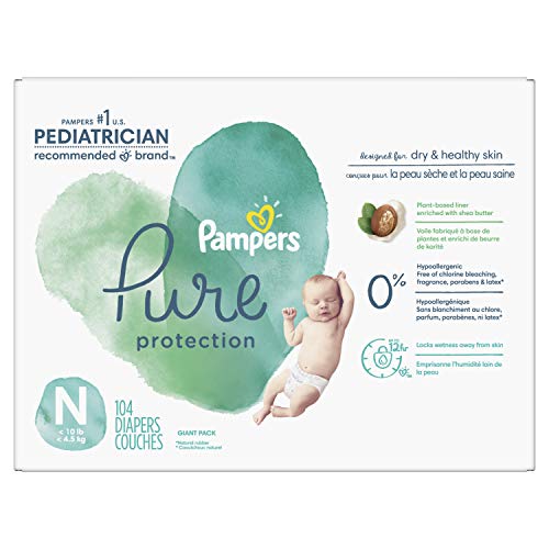Pampers Diapers - Pure Protection Hypoallergenic Disposable Baby Diapers for Sensitive Skin, Fragrance Free
