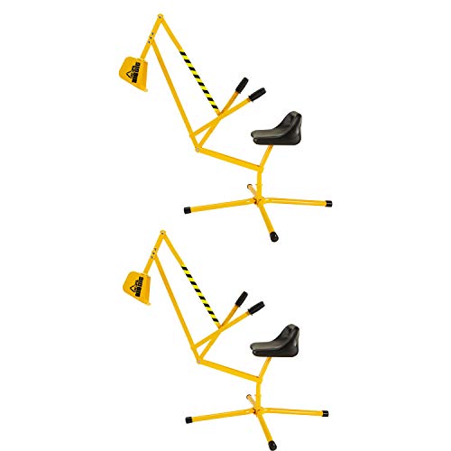 Big Dig Sandbox Digger Excavator Crane with 360 Degree Rotation with Base Great for Sand, Dirt and Snow, Steel Outdoor Play Toy, Yellow, (2 Pack)