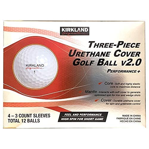 KIRKLAND SIGNATURE Three-Piece Urethane Cover Golf Ball v2.0, 1 Dozen, 12 Count, White