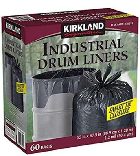 2 Packs of CR-Kirkland Signature 60 Smart Tie Industrial Drum Liner Garbage Bags, (2-pack)