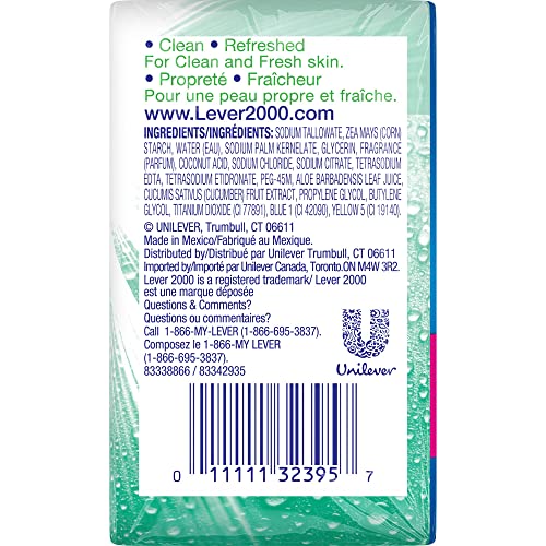 Lever 2000 Bar Soap, Aloe & Cucumber 3.15 oz, 4 Bar