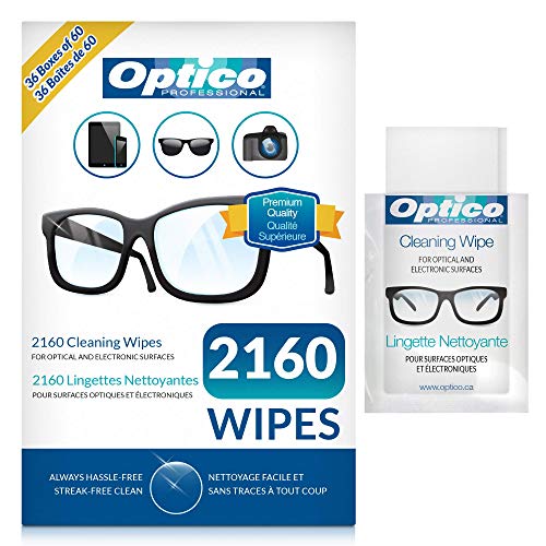 Optico Professional Pre-Moistened Eyeglasses Cleaning wipes, Not for use on Contact Lenses