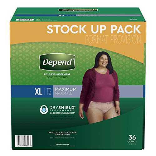 Depend FIT-FLEX Incontinence Underwear for Women, Disposable, Maximum Absorbency, 2x
