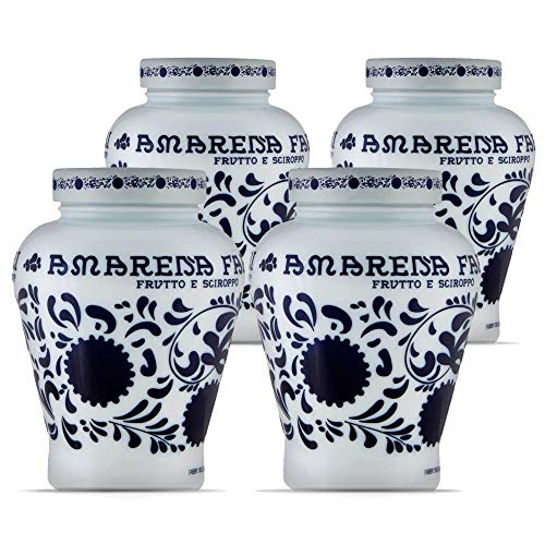Fabbri Amarena Cherries from Italy Candied in Rich Amarena Syrup - Italian Specialty Stemless Stoned Dark Black Wild Cherries for Sweet and Savory Dishes, Cheeses, Desserts, and Cocktails, 21 Ounces