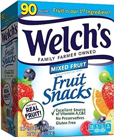 Welch's Fruit Snacks, Mixed Fruit, Gluten Free, Bulk Pack, Individual Single Serve Bags, 0.8 oz (Pack of 90) / Welch’s Juicefuls Juicy Fruit Snacks, Variety Pack, 1 oz, 44 count, Berry Blast and Mixed Fruit / Total 134 variety pack / ZiQ Clip 1pc