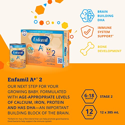 Enfamil A+ 2 Infant Formula, Concentrated Liquid, 385mL, 12 cans