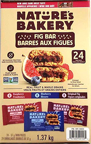 24 Pack Nature's Bakery On-The-Go! Assorted Whole Wheat Fig Bar (Raspberry, Blueberry and Original Fig)