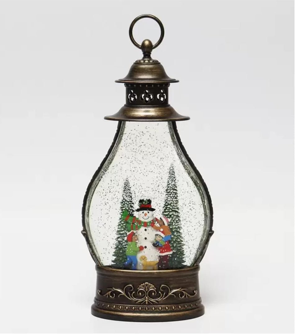 14'' Holiday Christmas Lantern with LED Light and Timer - Christmas Tree Bronze (Heart)