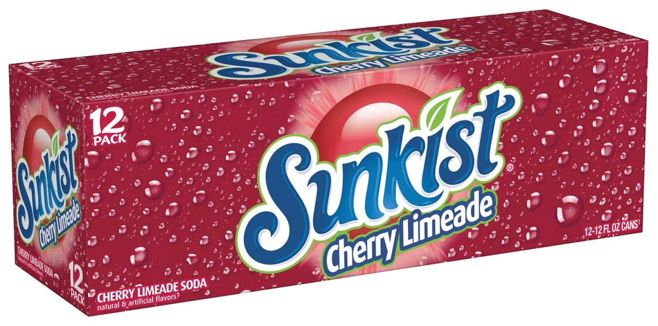 Sunkist Cherry Limeade Soda, 12 fl oz, 12 pack