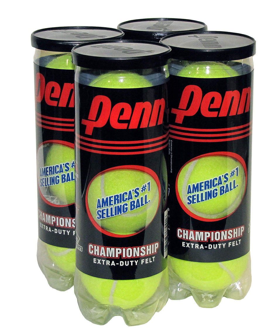 Penn Championship Tennis Balls - Extra Duty Felt Pressurized Tennis Balls - 4 Cans, 12 Balls