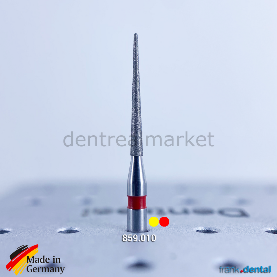 Dental Natural Diamond Bur - 859LF Red and Yellow Blet Dental Natural Diamond Burs -  Interface - For Air Turbine  - 5 Pcs